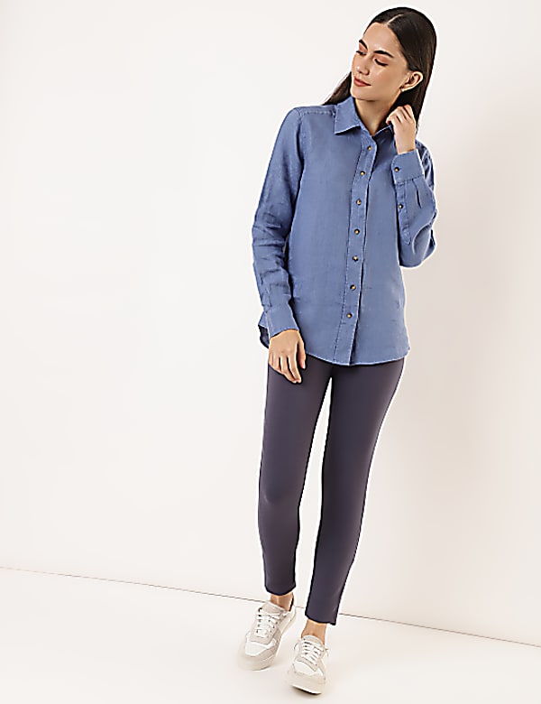 Pure Linen Spread Collar Shirt