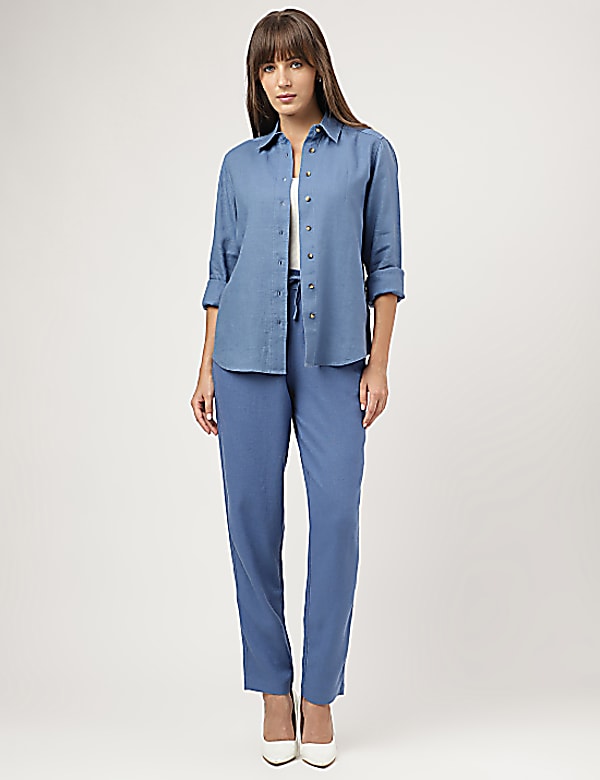 Pure Linen Spread Collar Shirt