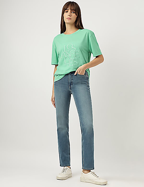 Straight Leg Mid Waist Jeans