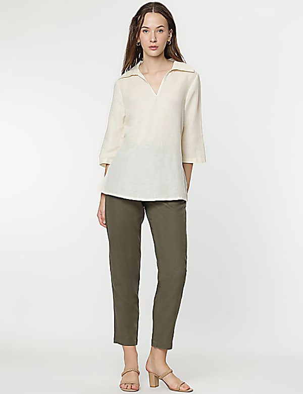Linen Rich Straight Leg Trousers