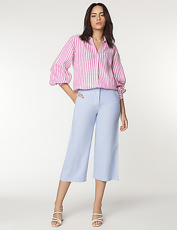Linen Rich Wide Leg Trousers