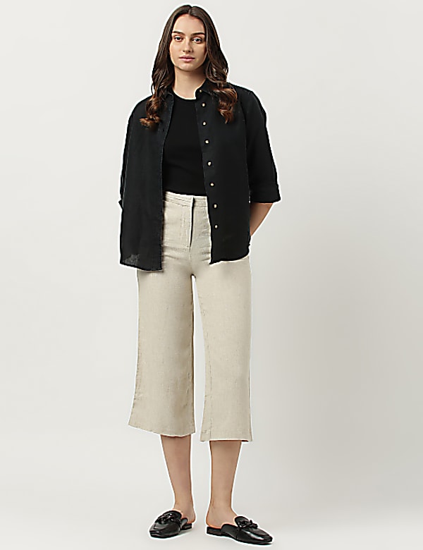Linen Rich Wide Leg Trousers
