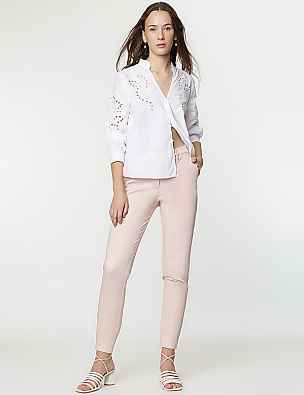 Cotton Rich Straight Leg Trousers