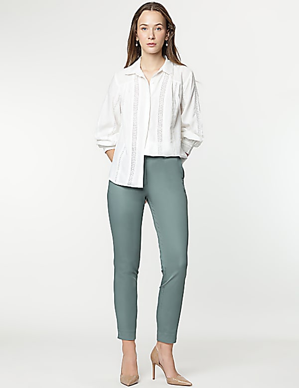 Cotton Rich Straight Leg Trousers