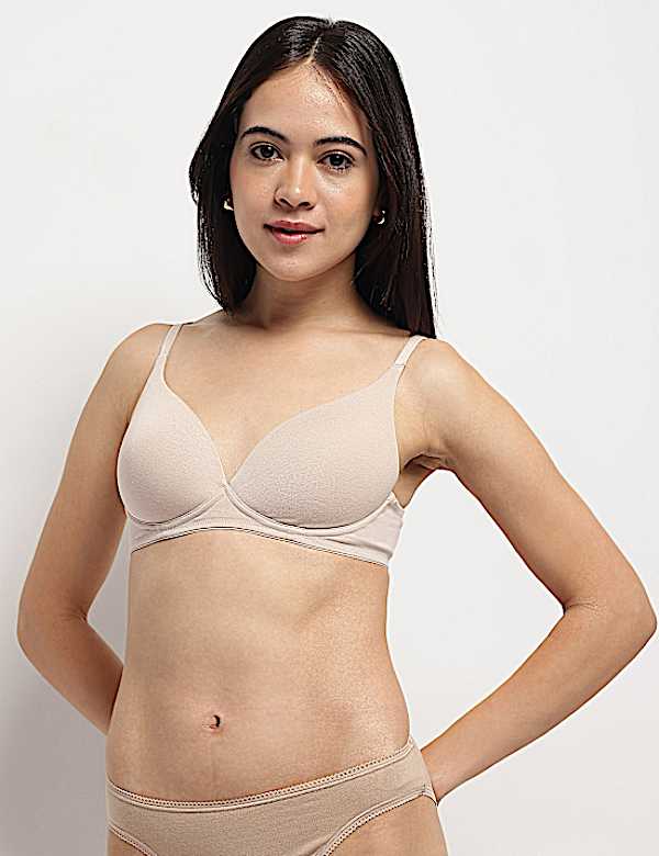 Cotton Mix Padded Demi Cup Bra