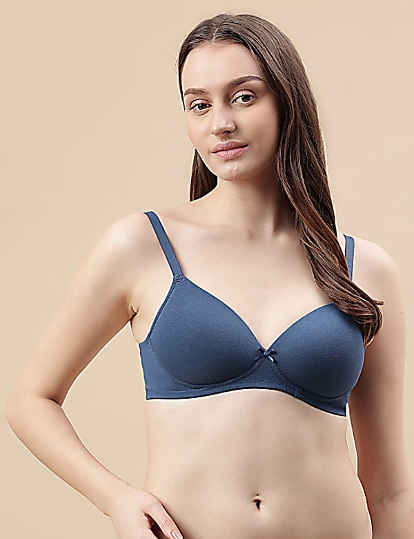 Cotton Mix Padded Demi Cup Bra