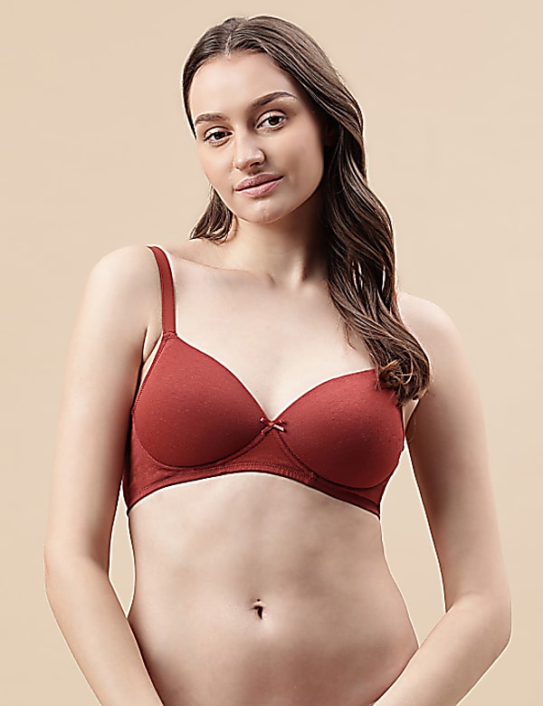 Cotton Mix Padded Demi Cup Bra