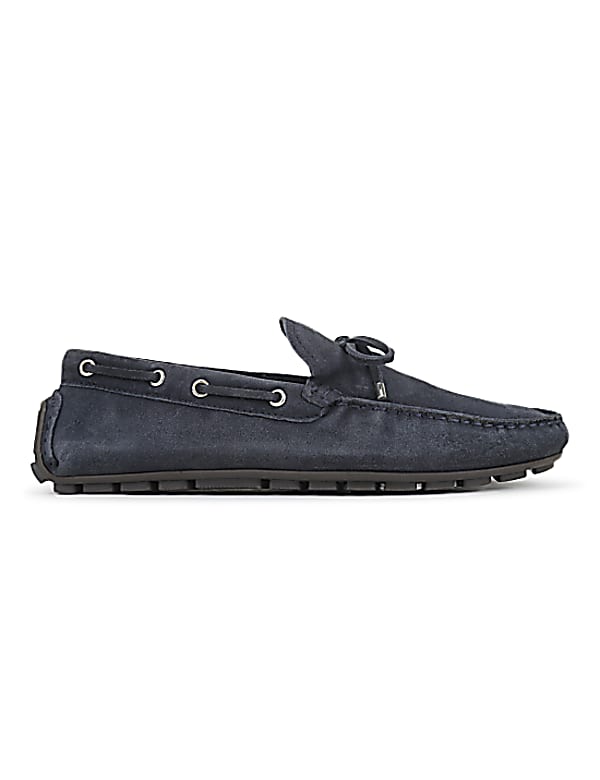 Leather Plain Slip-on Loafers