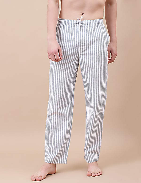 Cotton Mix Striped Relaxed Fit Pants