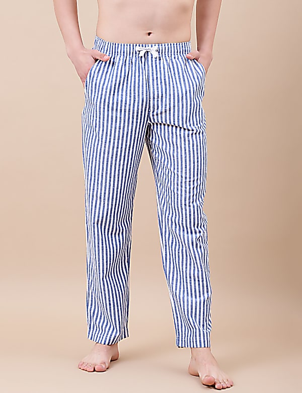 Cotton Mix Striped Relaxed Fit Pants