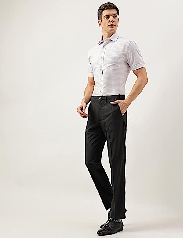 Cotton Rich Checked Short Sleeves Shirt