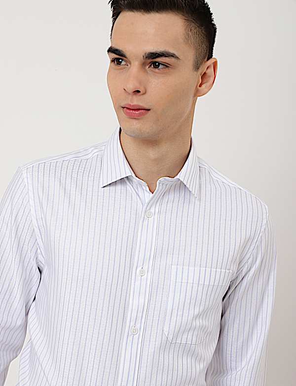 Pure Cotton Striped Collared Formal Shirt