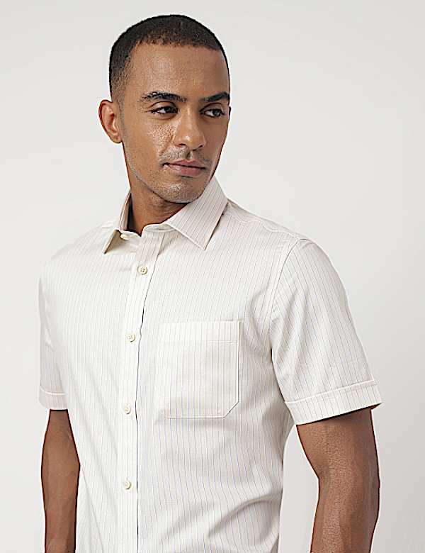 Pure Cotton Striped Half Sleeve Shirt
