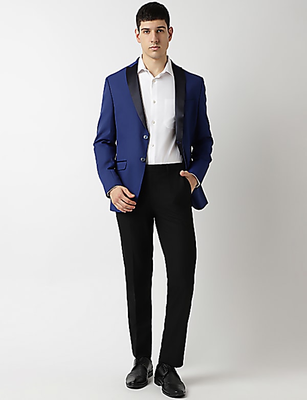 Slim Fit Plain Peaked Lapel Blazer
