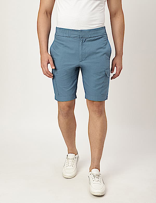 Cotton Mix Plain Regular Fit Shorts