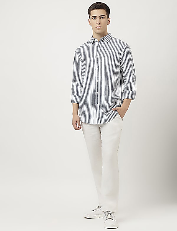 Linen Blend Striped Shirt