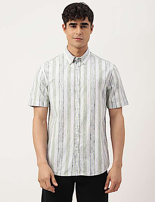 Cotton Mix Printed Buttondown Collar Shirt