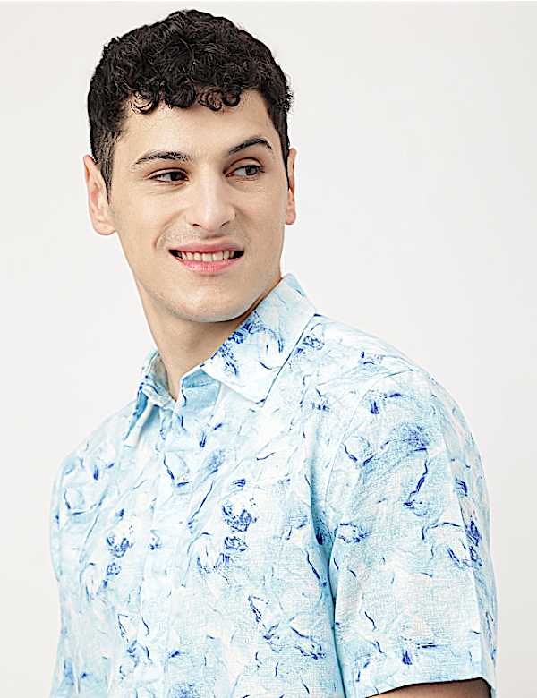 Linen Mix Tie & Dye Spread Collar Shirt