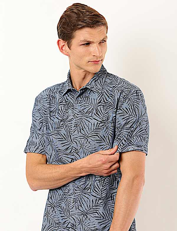 Pure Cotton Printed Collar Neck Shirt