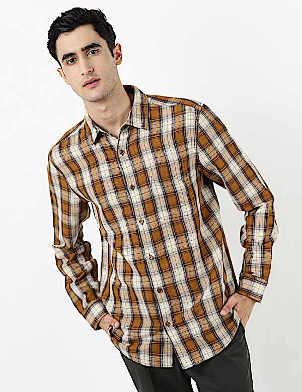 Linen Mix Check Shirt