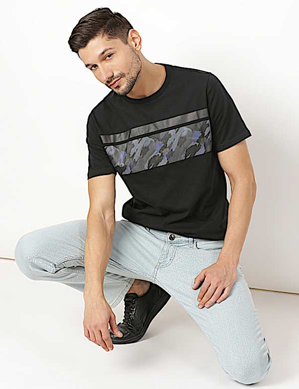 Pure Cotton Printed Round Neck T-Shirt