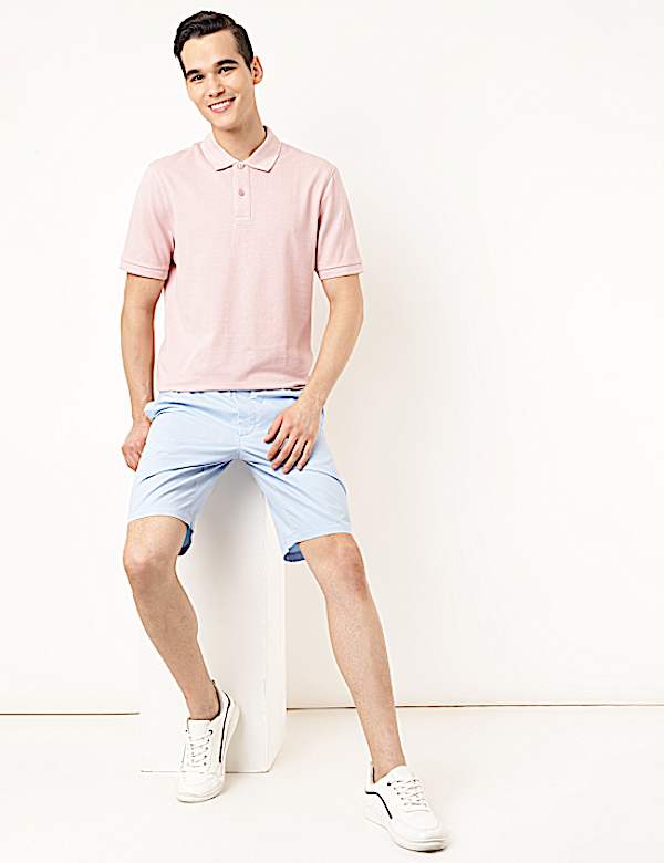 Pure Cotton Textured Polo Collar T-shirt
