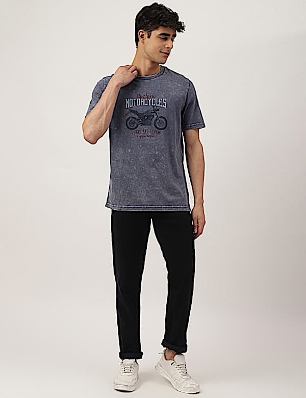 Pure Cotton Printed Crew Neck T-shirt