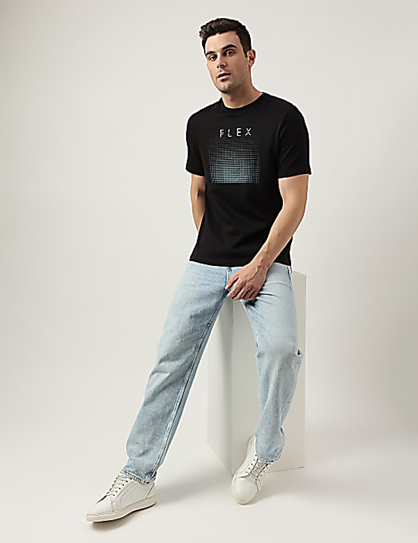 Pure Cotton Round Neck Printed T-Shirt