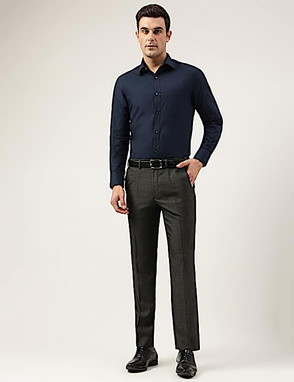 Regular Fit Plain Trousers