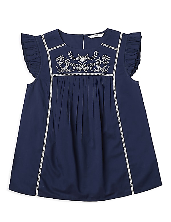 Pure Cotton Embroidered Round Neck Top