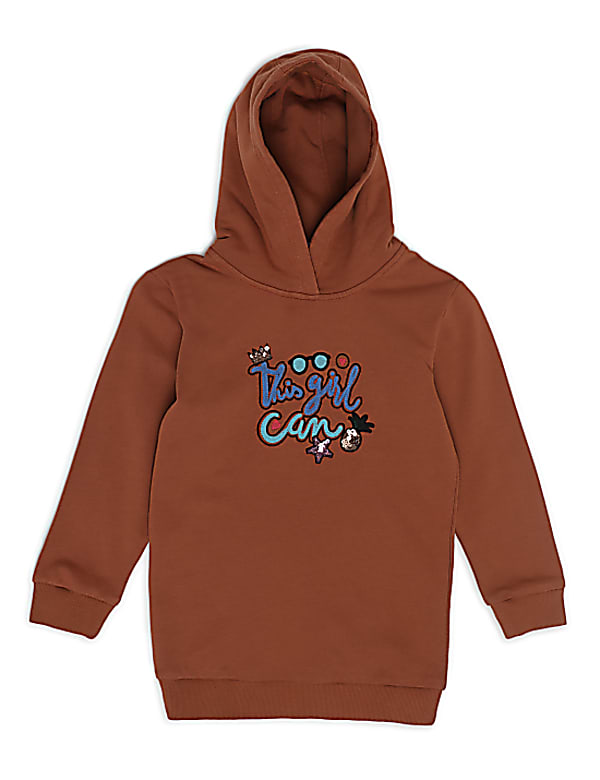 Cotton Mix Embroidered Hooded Dress