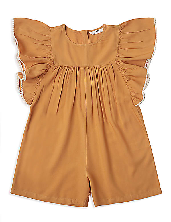 Pure Viscose Plain Round Neck Jumpsuit