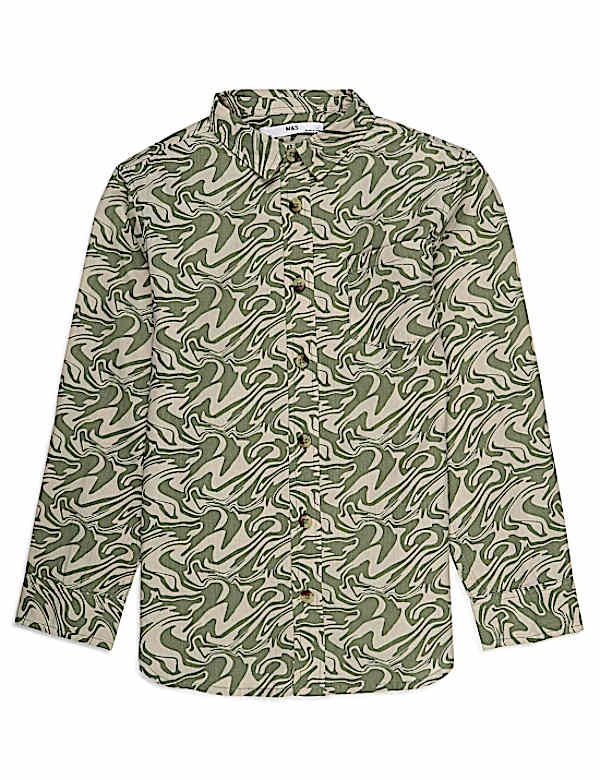 Pure Cotton Printed Spread Collar Shirt