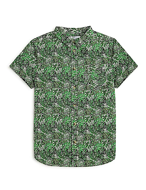 Pure Cotton Tropical Spread Collar Shirt