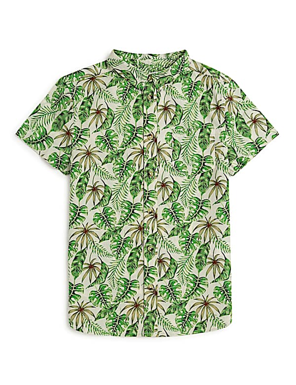 Pure Cotton Tropical Spread Collar Shirt
