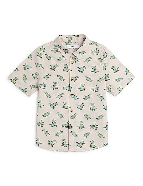 Pure Cotton Printed Spread Collar Shirt
