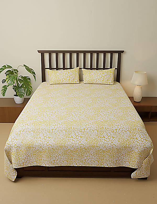 Cotton Mix Floral Print Double Bedsheet Set