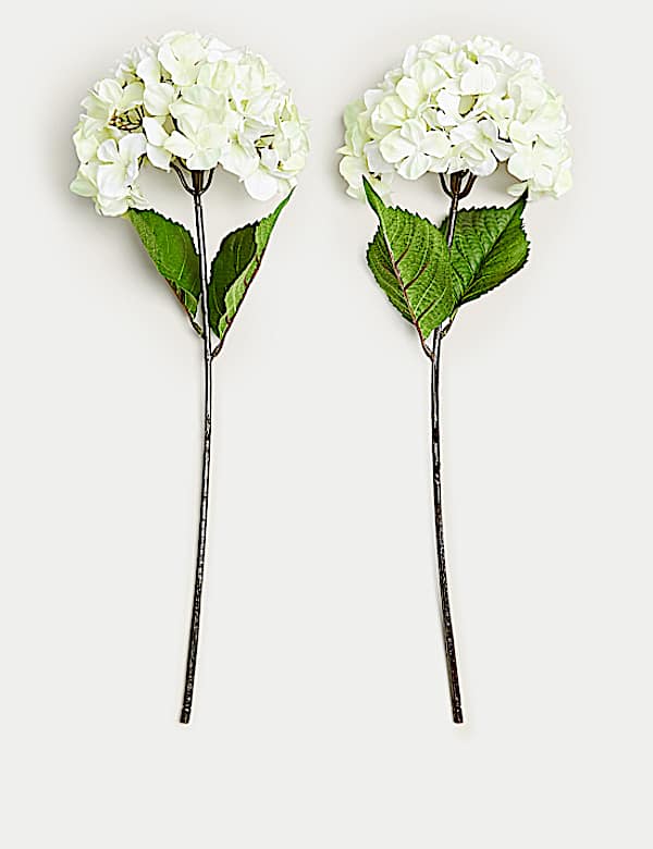 Set of 2 Artificial Hydrangeas Single Stems