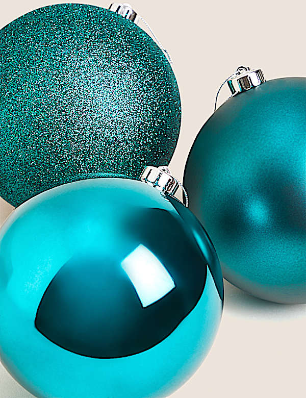 3pk Extra Large Matt & Glitter Baubles