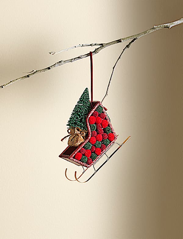 Sleigh & Tree Hanging Decoration