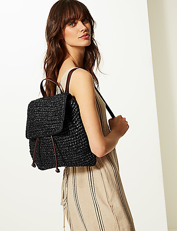 Straw Backpack Bag