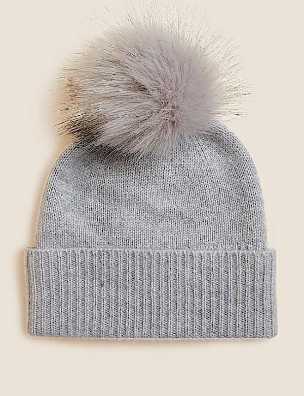 Pure Cashmere Knitted Pom Hat