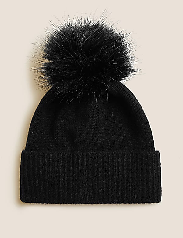 Pure Cashmere Knitted Pom Hat