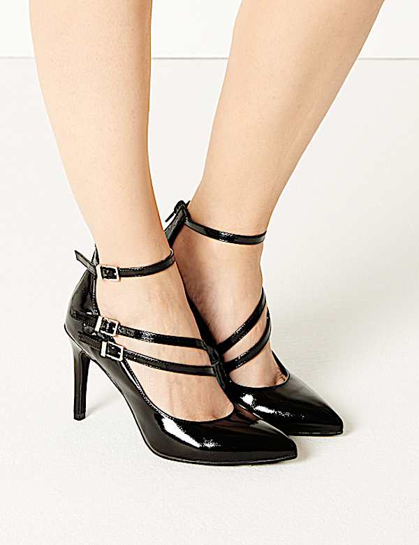 Stiletto Heel Multi Strap Pointed Court Shoes