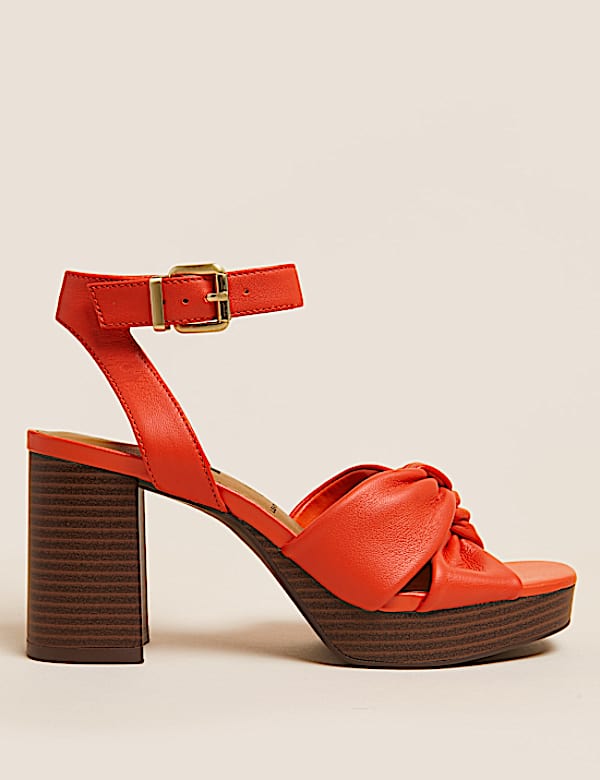 Leather Knot Platform Sandals