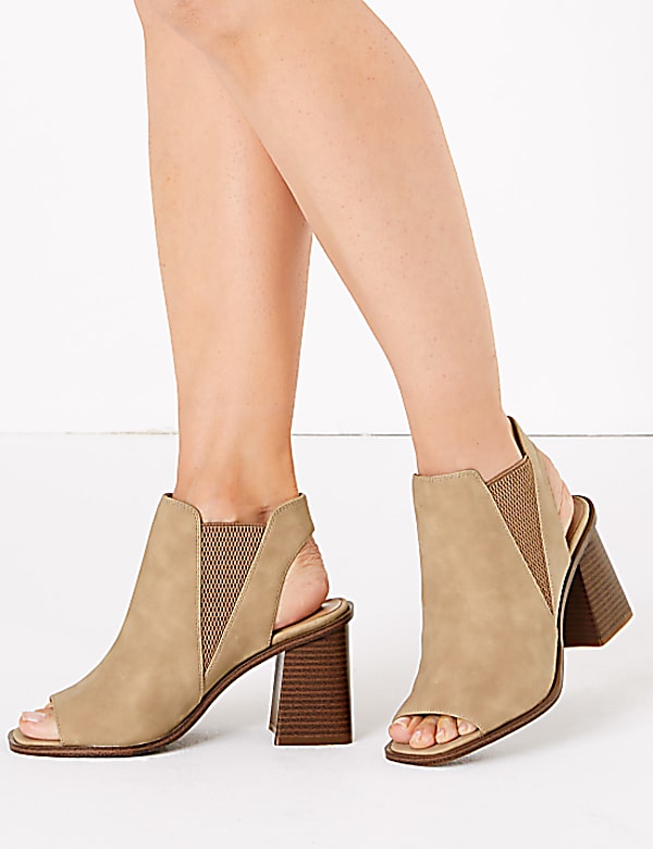 Block Heel Open Toe Shoe Boots