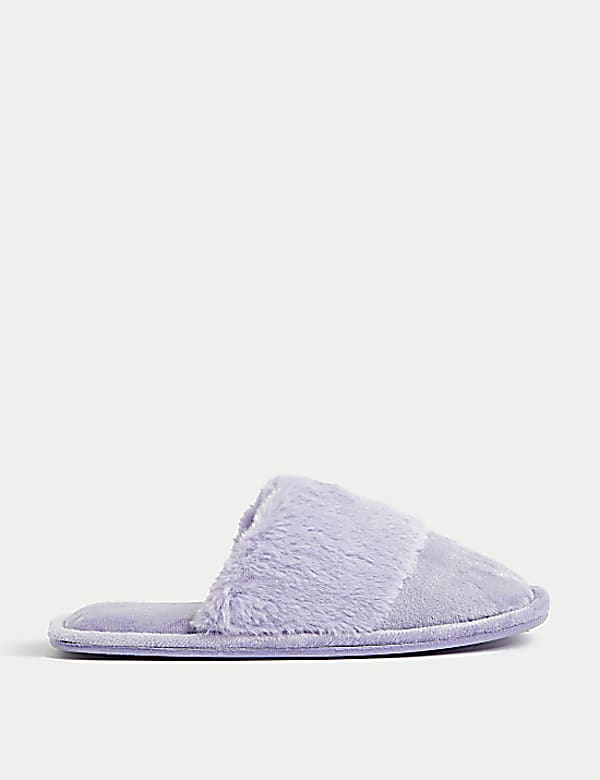 Faux Fur Cuff Mule Slippers