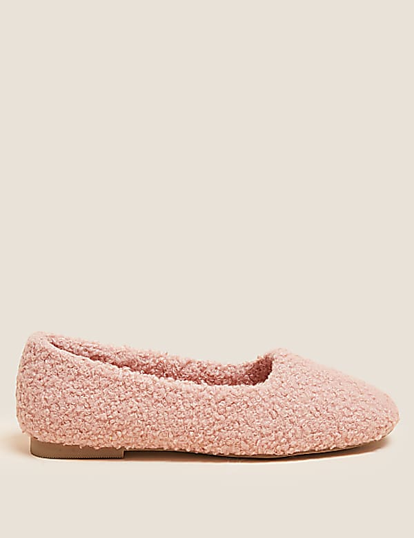 Borg Square Toe Ballerina Slipper