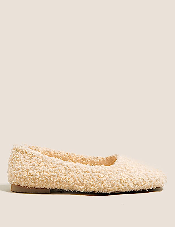 Borg Square Toe Ballerina Slipper