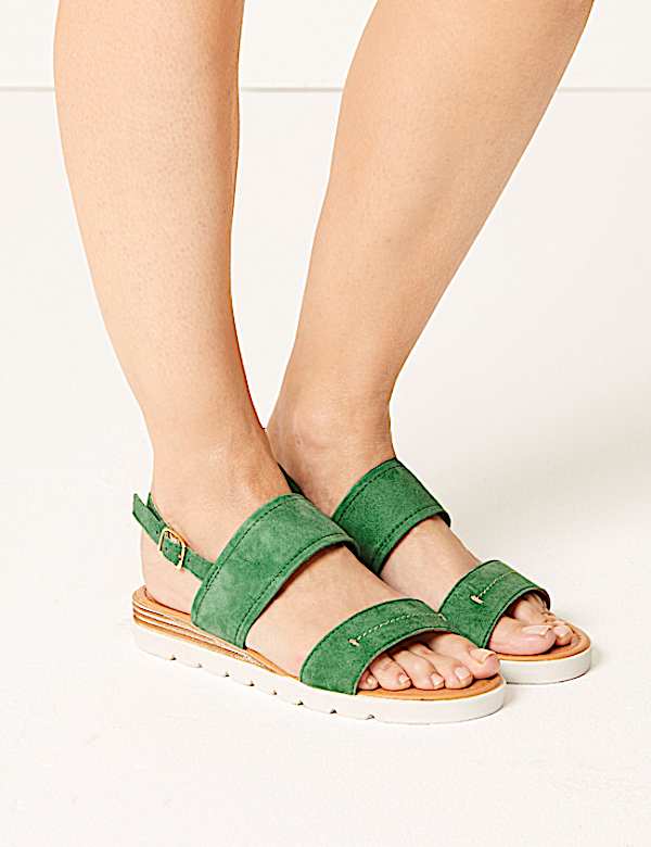 Suede Two Band Sandals